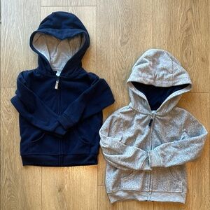 Kids Navy and Gray Hooded Zip-Up Jackets